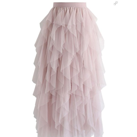 Frilly Ruffle Skirt Midi Layered Tiered Dress - Picture 1 of 8